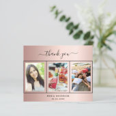 Budget verjaardagsdatum roos goudfoto Dank je kaar (Staand voorkant)