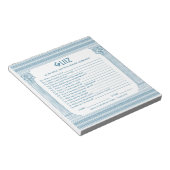 Budget verjaardagsfeest quiz notitieblok (Schuin)