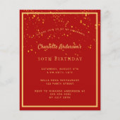 Budget verjaardagsfeest rode gouden confetti - uit (Voorkant)