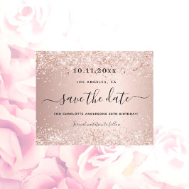 Budget verjaardagsfeest rose goud save the date