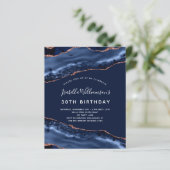 Budget verjaardagsfeestje agate marble blue roos g (Staand voorkant)