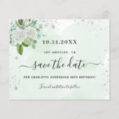 Budget verjaardagsfeestje bloemengroen save the da (Voorkant)