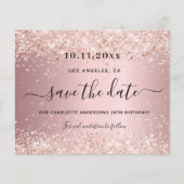 Budget verjaardagsfeestje blush roze save the date (Voorkant)