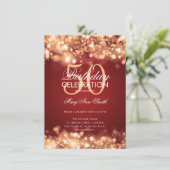 Budget verjaardagsfeestje Elegante gouden rode lic Kaart (Staand voorkant)