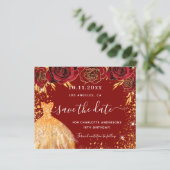 Budget verjaardagsfeestje rood gouden jurk save th (Staand voorkant)