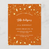 Budget verjaardagsfeestje sinaasappel gouden sterr flyer (Voorkant)