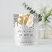 Budget verjaardagsfeestje zilveren ballonnen glitt (Staand voorkant)