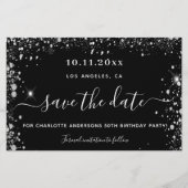 Budget verjaardagsfeestje zwart zilver save the da (Voorkant)