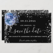 Budget verjaardagsfeestje zwart zilver save the da (Voorkant / Achterkant)