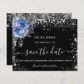 Budget verjaardagsfeestje zwart zilver save the da (Voorkant / Achterkant)