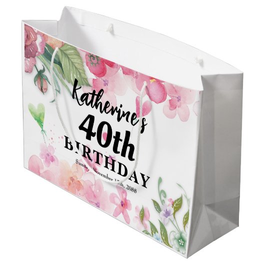 Budget,  verjaardagsflorale heldere kleuren groot cadeauzakje (Achterkant Gekanteld)