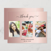 Budget verjaardagsfoto roos goud dank je kaart (Voorkant / Achterkant)