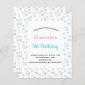 Budget verjaardagsmeisje katteorn roze blauw wit (Voorkant / Achterkant)