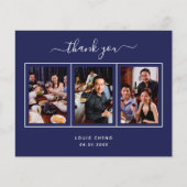 Budget verjaardagsnavy blauwe foto bedankt kaart (Voorkant)