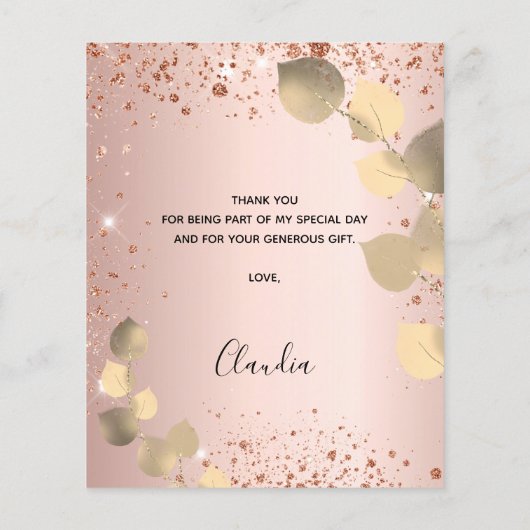 Budget verjaardagsroos eucalyptus bedankkaart (Achterkant)