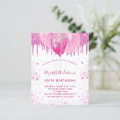 Budget verjaardagsuitnodiging roze witte meisjes (Staand voorkant)