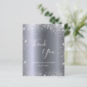 Budget verjaardagszilver glitter-stof bedankt (Staand voorkant)