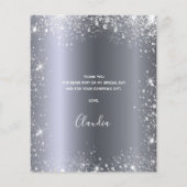 Budget verjaardagszilver glitter-stof bedankt (Achterkant)