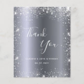 Budget verjaardagszilver glitter-stof bedankt (Voorkant)