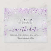 Budget verjaardagszilver paars behalve datum (Voorkant)