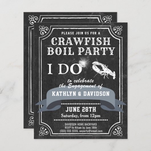 BUDGET Verloving 4 Foto Crawfish Party nodigt uit (Voorkant / Achterkant)