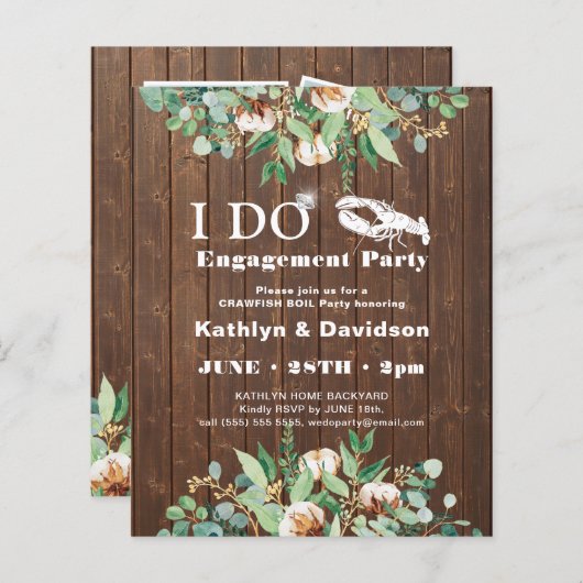 BUDGET Verloving Foto Crawfish Boil Party nodigt u (Voorkant / Achterkant)
