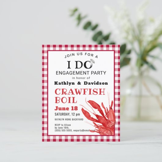 BUDGET Verloving Foto Crawfish Party nodigt uit (Staand voorkant)