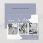 BUDGET Verloving Foto SAVE DATE DustyBlue (Voorkant / Achterkant)