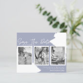 BUDGET Verloving Foto SAVE DATE DustyBlue (Staand voorkant)