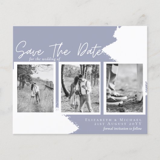 BUDGET Verloving Foto SAVE DATE DustyBlue (Voorkant)