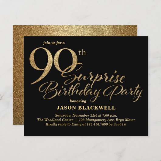Budget Verrassing 90e Verjaardag Party Uitnodiging (Voorkant / Achterkant)