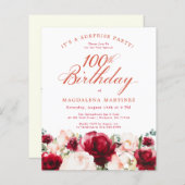 BUDGET VERRASSINGSFEEST 100e Verjaardag Roze Rode  (Voorkant / Achterkant)