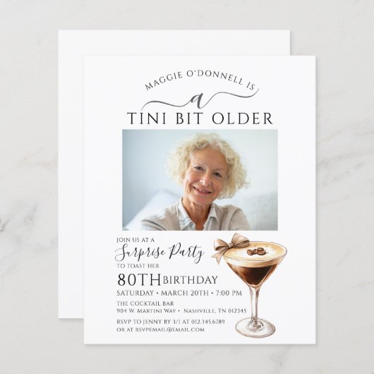 BUDGET VERRASSINGSFEEST 80e Espresso Martini (Voorkant / Achterkant)