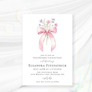 BUDGET VERRASSINGSFEEST 80e verjaardag Bow Uitnodi Kaart