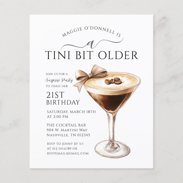 BUDGET VERRASSINGSFEEST Tini Bit Oudere Martini 21 (Voorkant)
