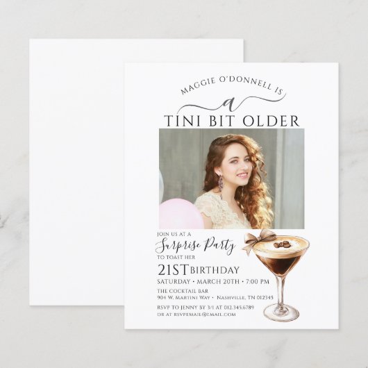 BUDGET VERRASSINGSFEEST Tini Bit Oudere Martini 21 (Voorkant / Achterkant)