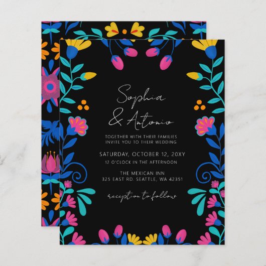Budget Vibrant Mexicaanse Floral Fiesta bruiloft (Voorkant / Achterkant)