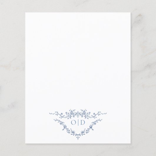 Budget Victoriaans Frans Blauw Bruiloft Monogram (Achterkant)