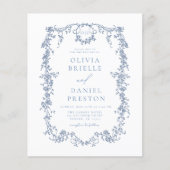 Budget Victoriaans Frans Blauw Bruiloft Monogram (Voorkant)