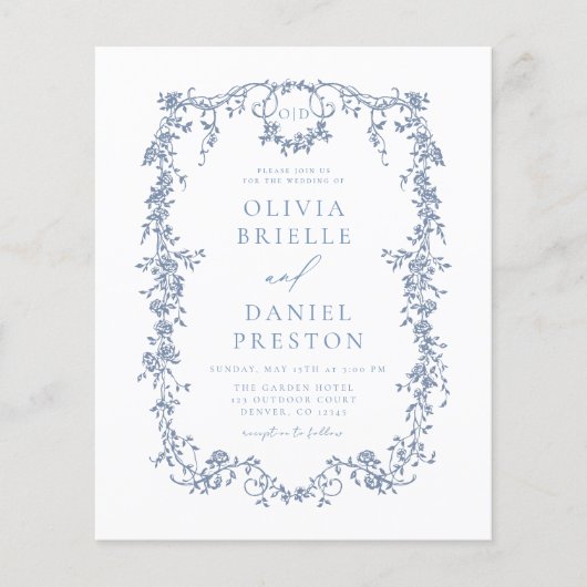 Budget Victoriaans Frans Foto Blauw Bruiloft (Voorkant)