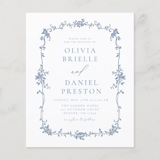 Budget Victoriaans Frans Foto Blauw Bruiloft (Voorkant)