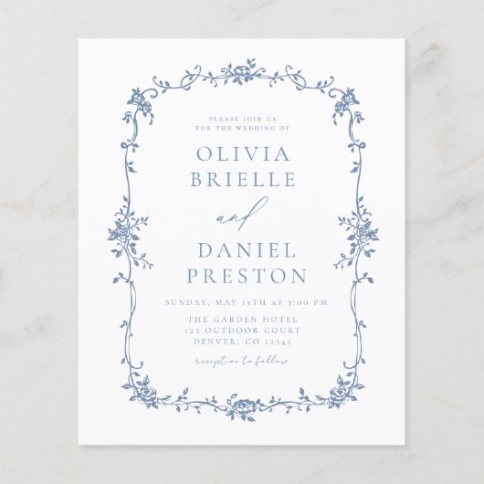 Budget Victoriaans Frans Foto QR Code Bruiloft (Voorkant)