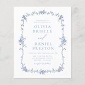 Budget Victoriaans QR Code Blauw Bruiloft (Voorkant)