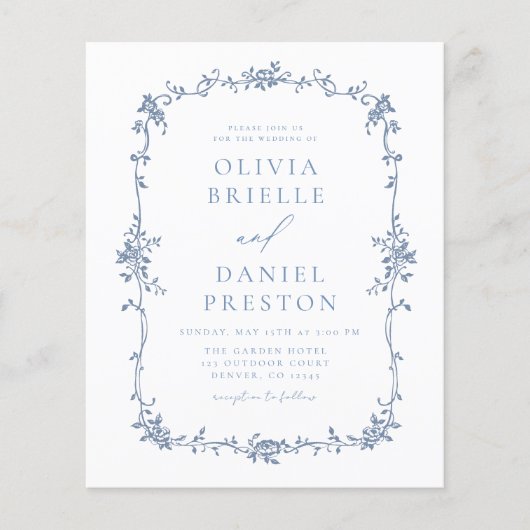 Budget Victoriaans  QR Code Blauw Bruiloft (Voorkant)