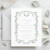 Budget Victoriaans Sage Green Wedding Invitation Flyer