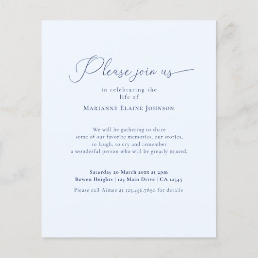 Budget Viering van het leven Floral Foto Memorial Flyer (Achterkant)