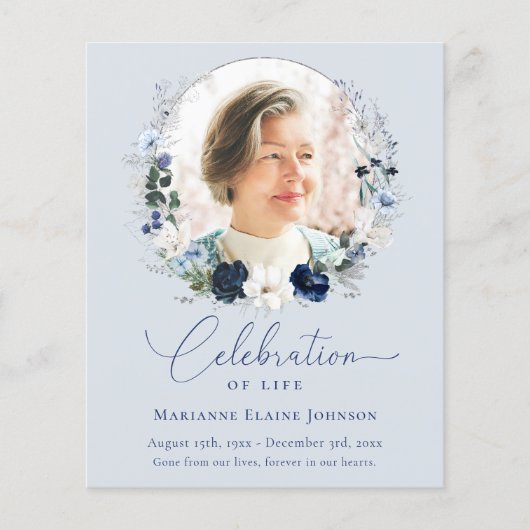 Budget Viering van het leven Floral Foto Memorial Flyer (Voorkant)