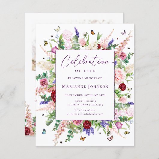 Budget Viering van het leven Floral Memorial (Voorkant / Achterkant)