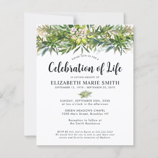 Budget Viering van het leven Groen verlaat Begrafe (Voorkant)