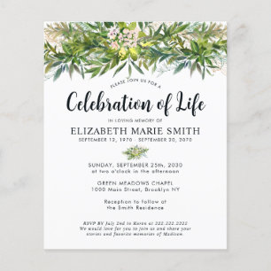 Budget Viering van het leven Groen verlaat Begrafe Flyer